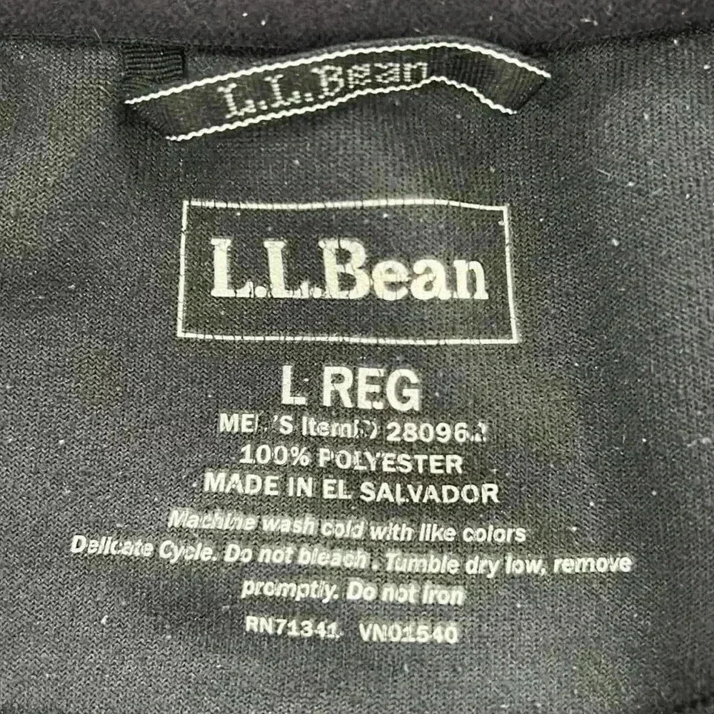 LL Bean Mens 1/4 Zip Pullover Sz Large Regular Black - Picture 2 of 5